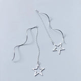 MloveAcc 925 Silver Star Chain Tassel Drop Earrings Lady Party Jewelry