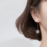 925 Silver Christmas Deer & Snowflake Drop Earrings