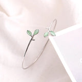 925 Silver Opal Leaves Bracelet for Women