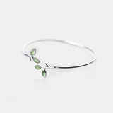 925 Silver Opal Leaves Bracelet for Women