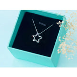 925 Silver CZ Star Pendant Necklace Women Silver Necklace