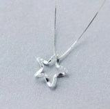925 Silver CZ Star Pendant Necklace Women Silver Necklace