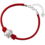 925 Silver Pig Charm Bracelet Red Cord Adjustable Women Girls