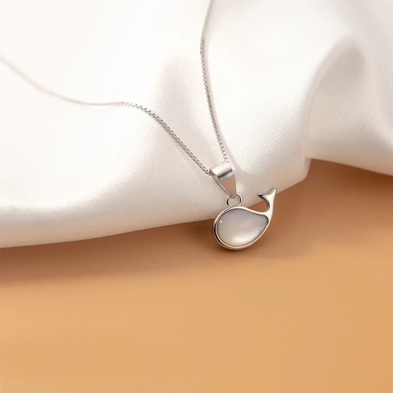 MloveAcc 925 Silver Shell Dolphin Pendant Necklace Women Girls Gift