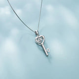 MloveAcc 925 Silver Key Pendant Necklace Women Chain Link Neckaces