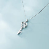 MloveAcc 925 Silver Key Pendant Necklace Women Chain Link Neckaces