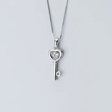 MloveAcc 925 Silver Key Pendant Necklace Women Chain Link Neckaces