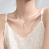 MloveAcc Geometric Beads Chain Tassel Necklace for Women