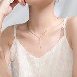 MloveAcc Geometric Beads Chain Tassel Necklace for Women