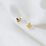 MloveAcc Butterfly Stud Earrings 925 Silver Women's Jewelry