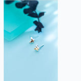 MloveAcc Butterfly Stud Earrings 925 Silver Women's Jewelry