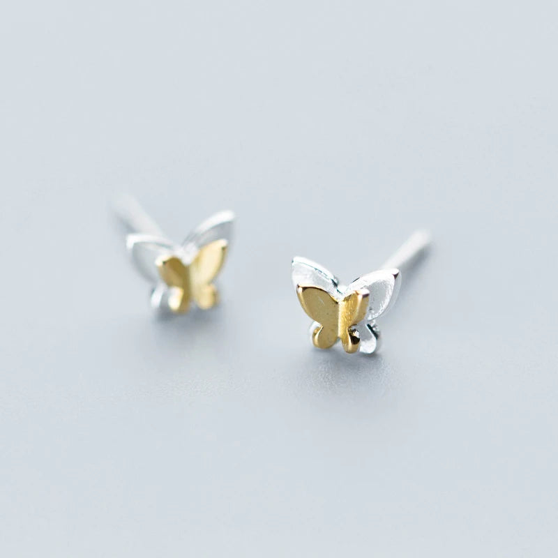 MloveAcc Butterfly Stud Earrings 925 Silver Women's Jewelry