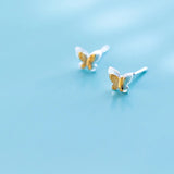 MloveAcc Butterfly Stud Earrings 925 Silver Women's Jewelry