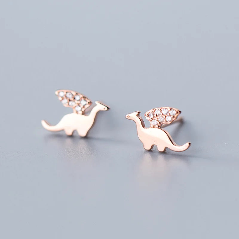 MloveAcc Sterling Silver Dinosaur Stud Earrings for Women Girls Kids