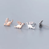 MloveAcc Sterling Silver Dinosaur Stud Earrings for Women Girls Kids