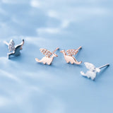 MloveAcc Sterling Silver Dinosaur Stud Earrings for Women Girls Kids