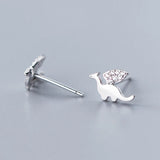 MloveAcc Sterling Silver Dinosaur Stud Earrings for Women Girls Kids