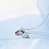 MloveAcc Rainbow Pendant Necklace 925 Sterling Silver Good Luck