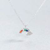 MloveAcc Rainbow Pendant Necklace 925 Sterling Silver Good Luck