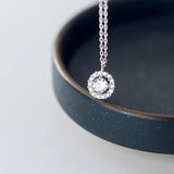 MloveAcc Silver Charm Pendant Necklace with CZ for Women