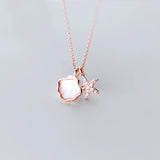 Sea Star Shell Pendant Necklace 925 Sterling Silver Women Animal Jewelry