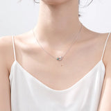 925 Silver Secret Planet Star Pendant Necklace Clear CZ