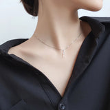 MloveAcc 925 Silver CZ Lightning Pendant Necklace Women Box Chain Jewelry