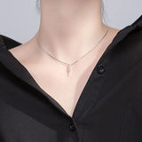 MloveAcc 925 Silver CZ Lightning Pendant Necklace Women Box Chain Jewelry