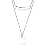 MloveAcc S925 Necklace Bar & Round Pendant 925 Sterling Silver Real Jewelry