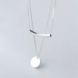 MloveAcc S925 Necklace Bar & Round Pendant 925 Sterling Silver Real Jewelry