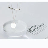 MloveAcc S925 Necklace Bar & Round Pendant 925 Sterling Silver Real Jewelry
