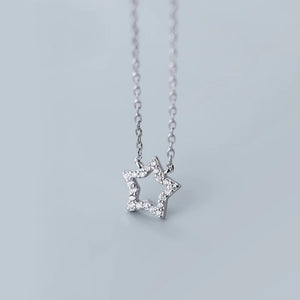 MloveAcc CZ Star Short Necklace Women Chain Link Choker Party Jewelry