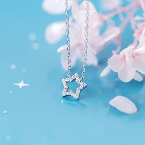 MloveAcc CZ Star Short Necklace Women Chain Link Choker Party Jewelry