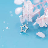 MloveAcc CZ Star Short Necklace Women Chain Link Choker Party Jewelry