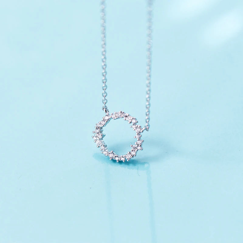MloveAcc 925 Silver Luminous Round Circle Pendant Necklace Women