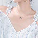 MloveAcc 925 Silver Luminous Round Circle Pendant Necklace Women