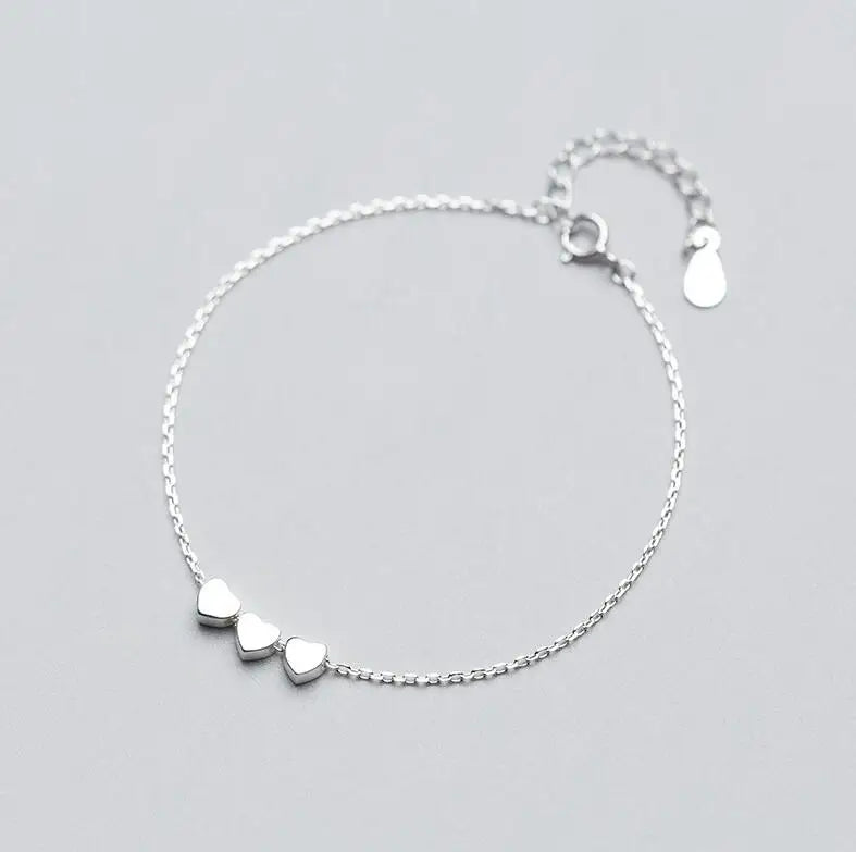 MloveAcc 925 Silver Heart Beads Bracelet Women Jewelry