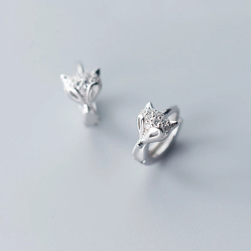MloveAcc Fox Hoop Earrings 925 Silver Women Jewelry
