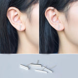 MloveAcc 925 Silver Square Bar Earrings Minimalist Style
