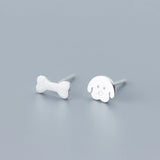 MloveAcc Dog & Bone Stud Earrings 925 Sterling Silver for Women Girls