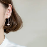 MloveAcc 925 Silver Asymmetry Tassel Earrings for Women