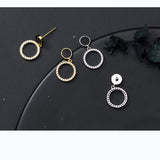 Enamel Stud Earrings w/ CZ Loop Charm