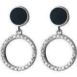 Enamel Stud Earrings w/ CZ Loop Charm