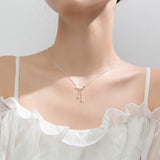 MloveAcc Butterfly Necklace 925 Silver CZ Tassel Choker Wedding Jewelry