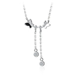 MloveAcc Butterfly Necklace 925 Silver CZ Tassel Choker Wedding Jewelry