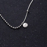 MloveAcc Lucky Necklace 925 Silver Girl Bead Snake Chain Choker Necklace