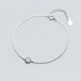 925 Sterling Silver CZ Eye Bead Charm Bracelet for Women