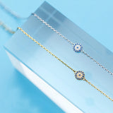 925 Sterling Silver CZ Eye Bead Charm Bracelet for Women