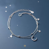 MloveAcc Double Layer Star Moon 925 Silver Bracelet