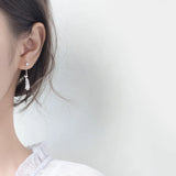 MloveAcc 925 Silver Feather Leaf CZ Drop Earrings Women Engagement Wedding